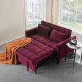thumbnail image 6 of BSHTI 53.94" Pull-Out Sleeper Sofa Bed with Twin Size Bed – Velvet Upholstery, 3-Position Reclining Back, Solid Wood Frame, Side Storage Pocket, for Small Spaces, Apartment, Office,Magenta, 6 of 10