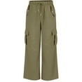 thumbnail image 7 of Women's Casual Pants High Waisted Wide Leg Cargo Trousers with Pockets Comfortable Loose Fit Workwear for Everyday Activities, 7 of 7