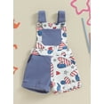thumbnail image 2 of FEORJGP 4th of July for Kids Girls Boys Cute American Flag Overalls 12M 18M 2T 3T 4T 5T Toddler Baby Suspender Shorts Patriotic Pocket Adjustable Straps Shorts Jumpsuits Summer for Independence Day, 2 of 7