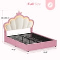 thumbnail image 3 of Full Bed Frame with 4 Drawers, LED Lights,Princess Velvet Upholstered Platform Bed for Girls,Adjustable Headboard-Crown,Heavy Steel Slats Support, Pink, 3 of 7