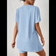 thumbnail image 4 of Conjunto de Dos Piezas de Corta para Mujer, con Camiseta Oversize y Shorts Estilo Biker, Color Azul , Talla S, 4 of 7