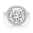 thumbnail image 2 of Gem Stone King 925 Sterling Silver White Moissanite Women Engagement Ring (5.69 Cttw, Cushion Cut 10MM, Available in Size 5, 6, 7, 8, 9), 2 of 3