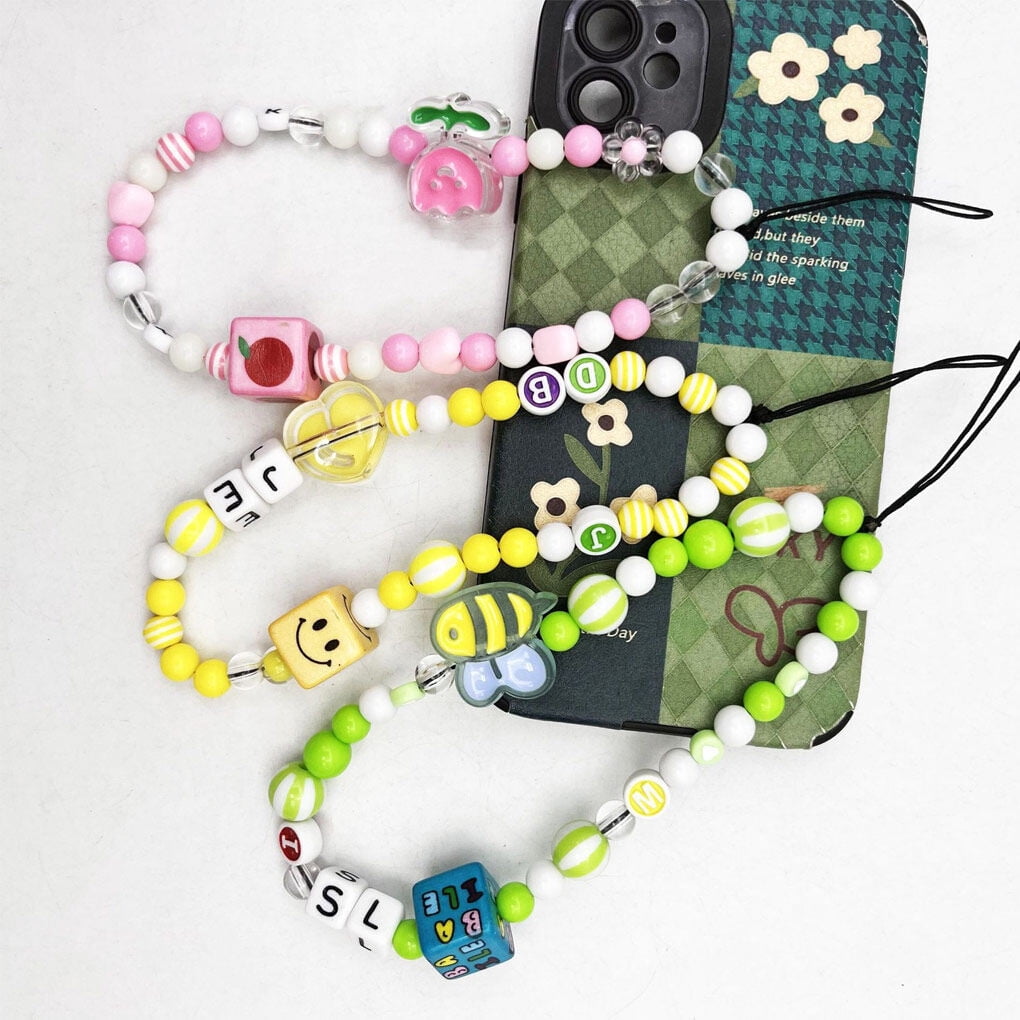 Chaîne De Téléphone Perles Roses – Sangle Bracelet Main – Pour Portable, Clés, Appareil Photo