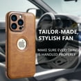thumbnail image 3 of Logo View for iPhone 16 Pro Max Case, Slim Premium Vegan Faux Leather Classic Luxury Elegant Thin Cover, Shockproof Full Protection - 6.9 inch (Brown), 3 of 11