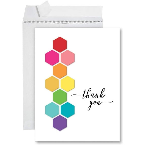 Koyal Wholesale Big Jumbo Thank You Card With Envelope 8.5 x 11 inch, Greeting Card, Thank You Rainbow Hexagon