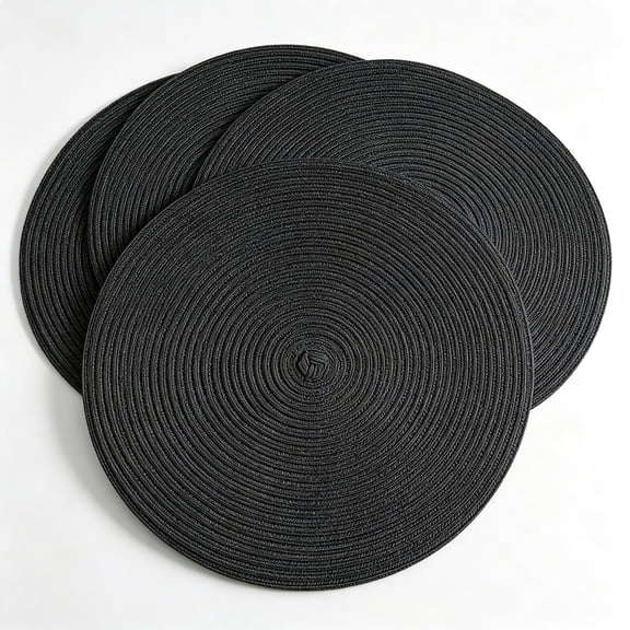 Mirlewaiy 15 Inch Braided Round Placemats, Cotton Blend Table Mats for Kitchen and Dining Room, Washable Heat Resistant Set