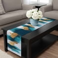 thumbnail image 4 of Abstract Teal Gold Table Runner 120 Inches Long, Green White Wall Art Textured Kitchen Coffee Dining Table Decoration for Home Party Birthday Wedding Home Decor 13x120 Inches, 4 of 8