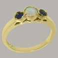 thumbnail image 3 of LBG British Made 14k Yellow Gold Ring with Natural Opal & Sapphire Womens Engagement Ring - 33 size options - Size 7.25, 3 of 7