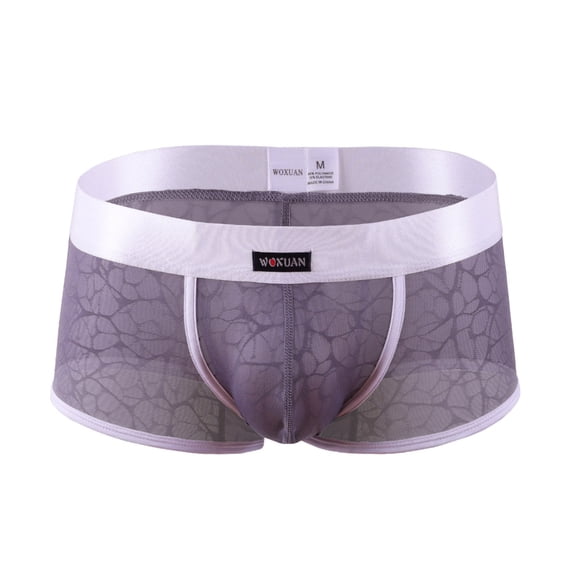 Men Breathable Underwear Mesh Pouch Boxer Briefs Low Rise Sheer Soft Bikini Lace Underpants