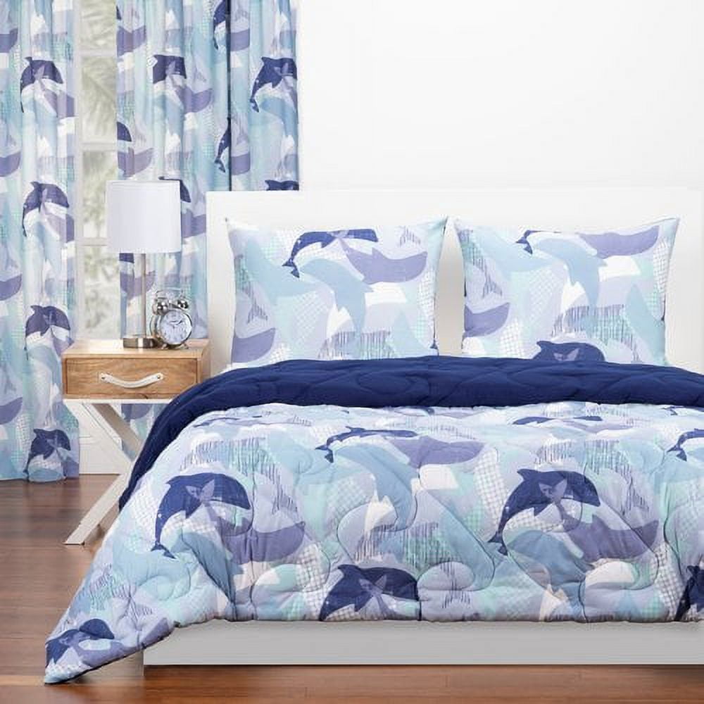 Crayola  Life's Porpoise Reversible Comforter Set in Blue Twin 2 Piece