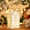 thumbnail image 4 of Fmbmuo 1 pcs Christmas Village Sets Red House White Ceramics Christmas Ornaments， Art Deco Cheerful Decor for a Cozy Christmas Vibe, 4 of 5