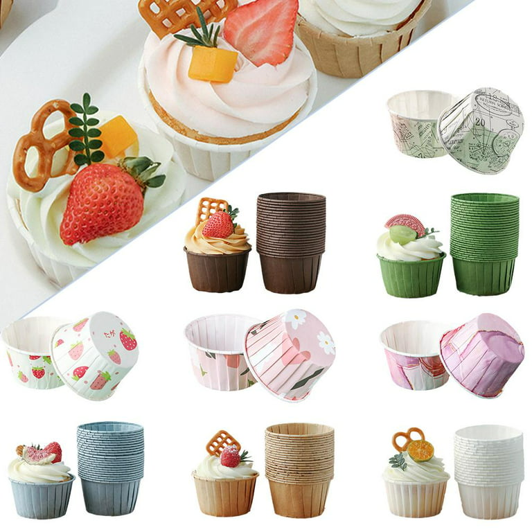 50Pcs Cupcake Paper Cups Wrapper Cake Mold Muffin Cupcake Liners Baking C;;^