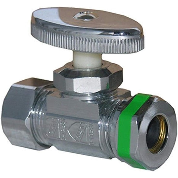 LASCO 06-7289 Straight Stop Valve, Standard Duty, 5/8-Inch Compression Inlet X 7/16-1/2-Inch Slip Joint Outlet, Chrome