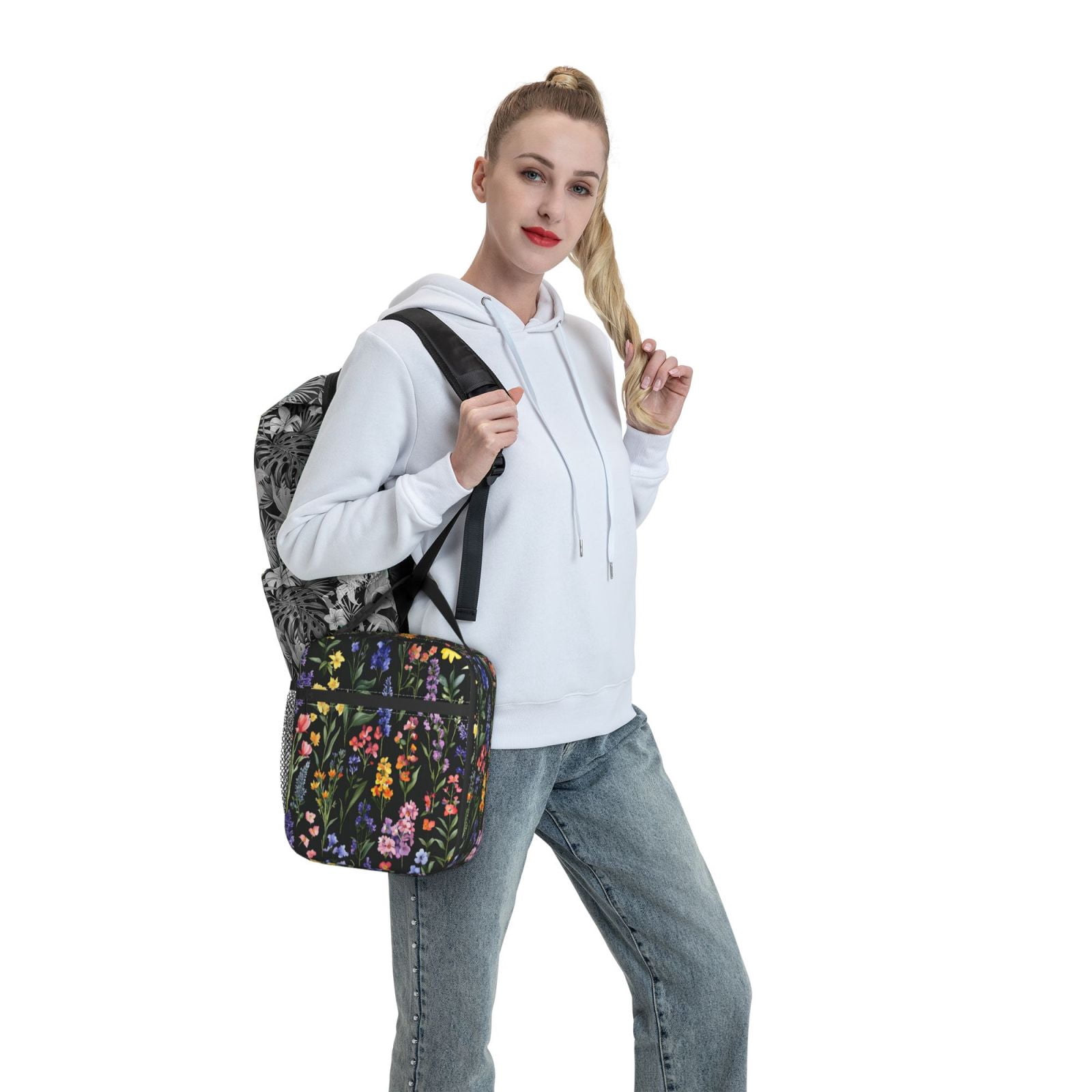 Lunch Bag For Women Men Insulated Portable Lunch Box Bento Box Office Picnic Travel Cooler Bag A Variety Of Colorful Flowers