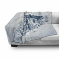 thumbnail image 3 of Winter Soft Flannel Fleece Throw Blanket, Pencil Sketch Drawing of a Ski Hut in the Mountains Resort, Cozy Plush for Indoor and Outdoor Use, 50" x 70", Sky Blue Cadet Blue, by Ambesonne, 3 of 6