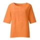 thumbnail image 5 of Camisa para mujer,Blusa plisada de manga 3/4 para mujer, cuello redondo, efecto lino, corte holgado, poliéster, ropa informal, sopatenor, 5 of 8