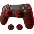 thumbnail image 1 of HAHDAXIA Peau pour Manette Ps4, Étui de Protection en Silicone Antidérapant avec 2 Pcs Capuchons de Prise pour Pouce pour Manette PS4/ Slim/Pro Dualshock 4 Manette Sans Fil (Fleurs Rouges et Noires), 1 of 7