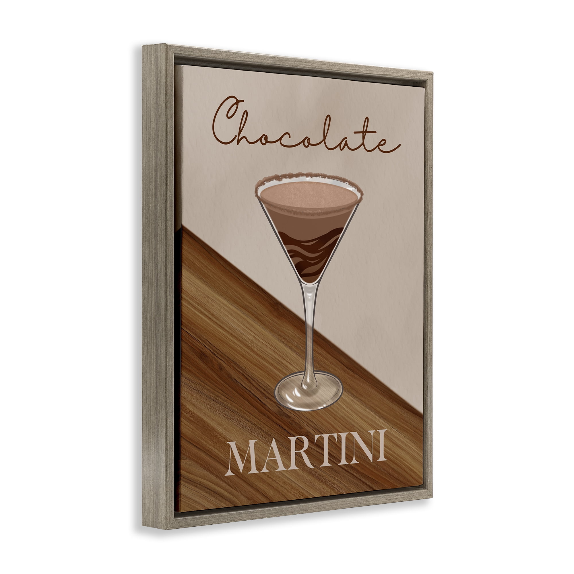 Stupell Industries Chocolate Martini on Brown Brown Framed Floater Canvas Wall Art, design by Marcus Prime