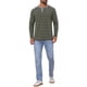 thumbnail image 2 of Camisetas Henley de Rayas de Colores Contrastantes de Manga Larga Casual para Hombre L Verde Oscuro, 2 of 6