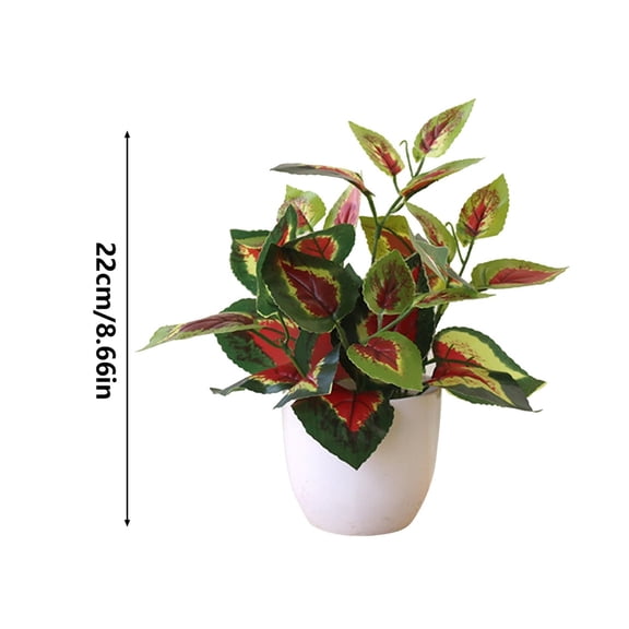 Artificial Potted Plant Small, Green2 Fake Desk Plant in White Pot, Artificial Potted Plant in White Plastic Pot, Lifelike Mini Faux Greenery for Home Indoor Desk Table Decoration, Unfading