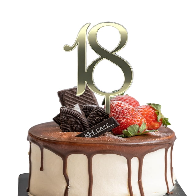 Adorno para tartas LCRSNMBSRA, acrílico, feliz cumpleaños número 18