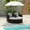 Brown, variant on vidaXL Patio Bed Outdoor Patio Lounger Wicker Daybed with Parasol Poly Rattan