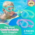 thumbnail image 2 of Kids Goggles with Comfort Fabric Strap, Kids Swim Goggles Wide View Anti-Fog/UV No Leaking Swimming Goggles for 3-14, 2 of 9
