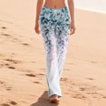 thumbnail image 3 of Iaqnaocc Pajama Pants for Women Soft Retro Floral Print Pj Pants Loose Elastic Waist Pajamas Pants Loungewear Fashion Sleep Bottoms Light Blue M, 3 of 4