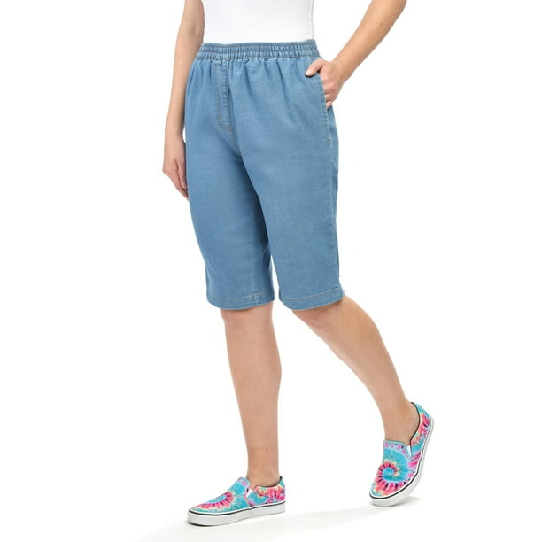 Women's Denim Pull On Bermuda Shorts Easy Pull On Styles in
