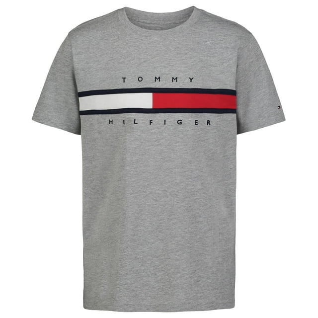 Camiseta Tommy Hilfiger de manga corta para niños con bandera de 6 años, gris