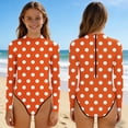 thumbnail image 2 of Swimsuit for Girls, Long Sleeve One Piece Rashguard, Solid Color Beach Vacation Swimsuit for Kids 2-13 Years, 2 of 7