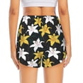 thumbnail image 4 of Uemuo Lilies Flowers Pattern Women's Athletic Shorts High Waisted Running Shorts with Liner Pockets Gym Elastic Workout Shorts-Medium, 4 of 9