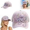 thumbnail image 2 of jiaxiM Raised Ocean Creatures Embroidery Baseball Cap Man Woman Soft Cotton Adjustable Hat for Daily Walking Shopping Travel Outdoor Sports Casual Street Matching Outfits, 2 of 8