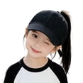thumbnail image 2 of LiuXxxx Kids Outdoor Casual Half Dome Visor Hat Solid Curved Brim Ponytail Cap for Everyday Wear Black, 2 of 4