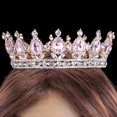 thumbnail image 4 of 2" Height Gold Plated Crystal Rhinestone Teardrop Tiara Princess Prom Wedding Bridal Full Crown Hair Jewelry, 4 of 6
