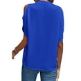 thumbnail image 2 of Frontwalk Women Blouse Off Shoulder Tops Short Sleeve Shirts Ladies Elegant Tunic Shirt V Neck Blue M, 2 of 3