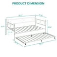 thumbnail image 2 of Daybed with Trundle, Twin Daybed Frame, Sturdy Metal Sofa Bed Frame with Steel Slat Support for Living Room, Bedroom and Guest Room, White, 2 of 9