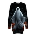thumbnail image 5 of gljltg Women's Halloween Printed Loose All-match Hooded Double Pocket Sweater Dress for Women, Suitable for Leisure, Party, Daily, Home, Beaches, Travel, Work, Gatherings, 5 of 7