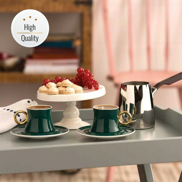 12 Pieces Turkish Coffee Cups Espresso Porcelain Demitasse Cup Saucer