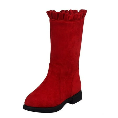 

DancePeanut Children Girls Elegant Autumn Winter Plush Mid-Calf Boots High Shoes For Kids Girls Flat Fashion Boots Size 26-37