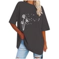 thumbnail image 2 of WREESH Women's Oversized T-Shirts Casual Round-Neck Printed Loose Short Sleeve Graphic Tops Gray, 2 of 5