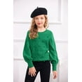 thumbnail image 3 of Oudiya Girls Lantern Sleeve Crew Neck Sweater Cute Pullover Top Jumper Outwear for Kids 5-13 Years, 3 of 7