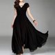 thumbnail image 2 of Discountstore145 Vestido largo para mujer, otoño, invierno, elegante, color liso, cuello en V, manga corta, parte delantera cruzada, cintura ajustada, para cóctel, fiesta, para boda de noche Xishao ropa, 2 of 2