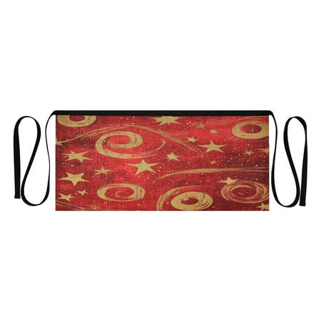 

Red and Gold Star Swirls Adult short apron with 3 separate pockets Unisex Waiter s Apron for restaurant bistro 25.2×11.8in