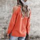 thumbnail image 4 of Suéter de mujer de manga larga de Color puro suelto cómodo transpirable suéter femenino fuera del hombro Top naranja XL, 4 of 6