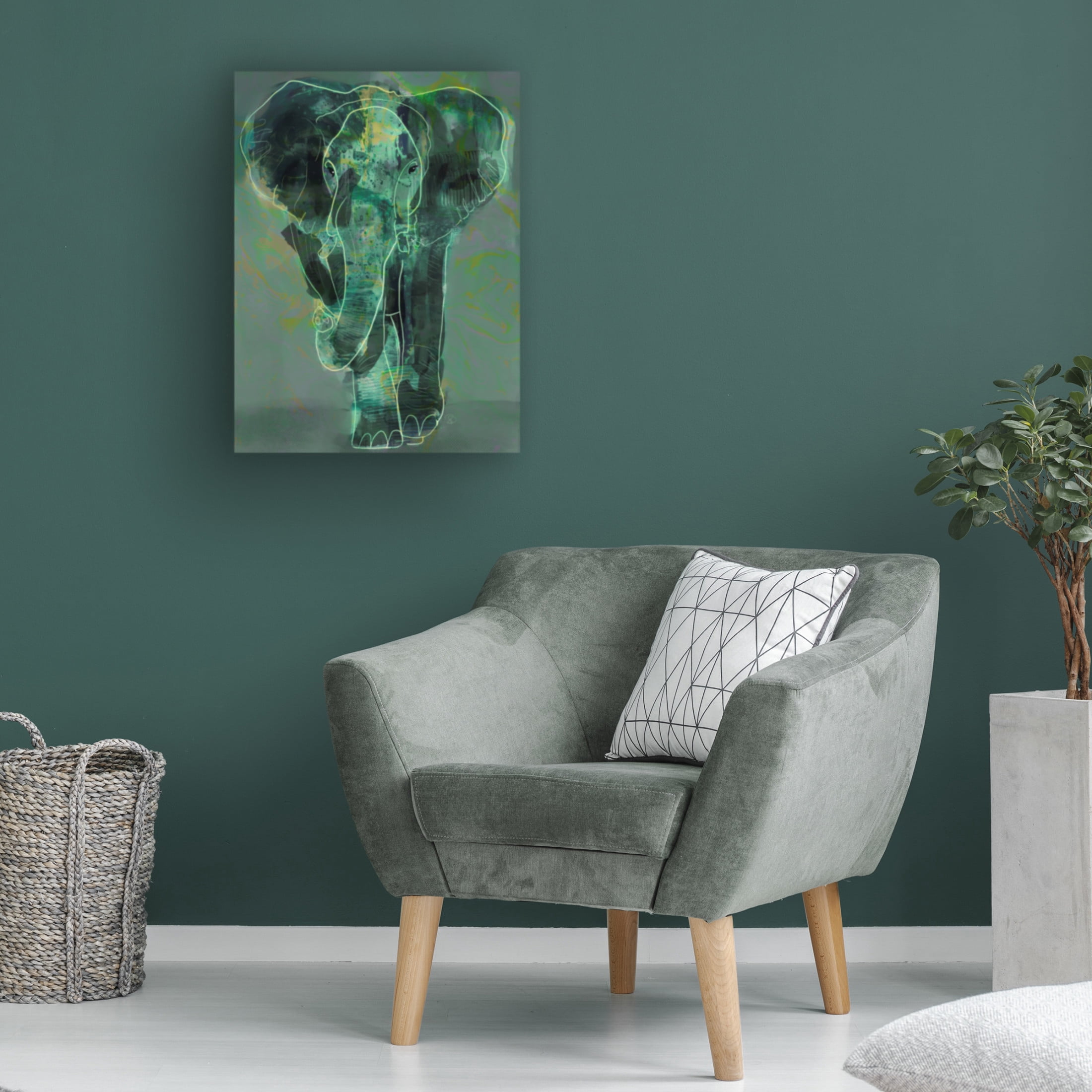 Trademark Fine Art Ruth Day Teal Elephant Canvas Wall Art