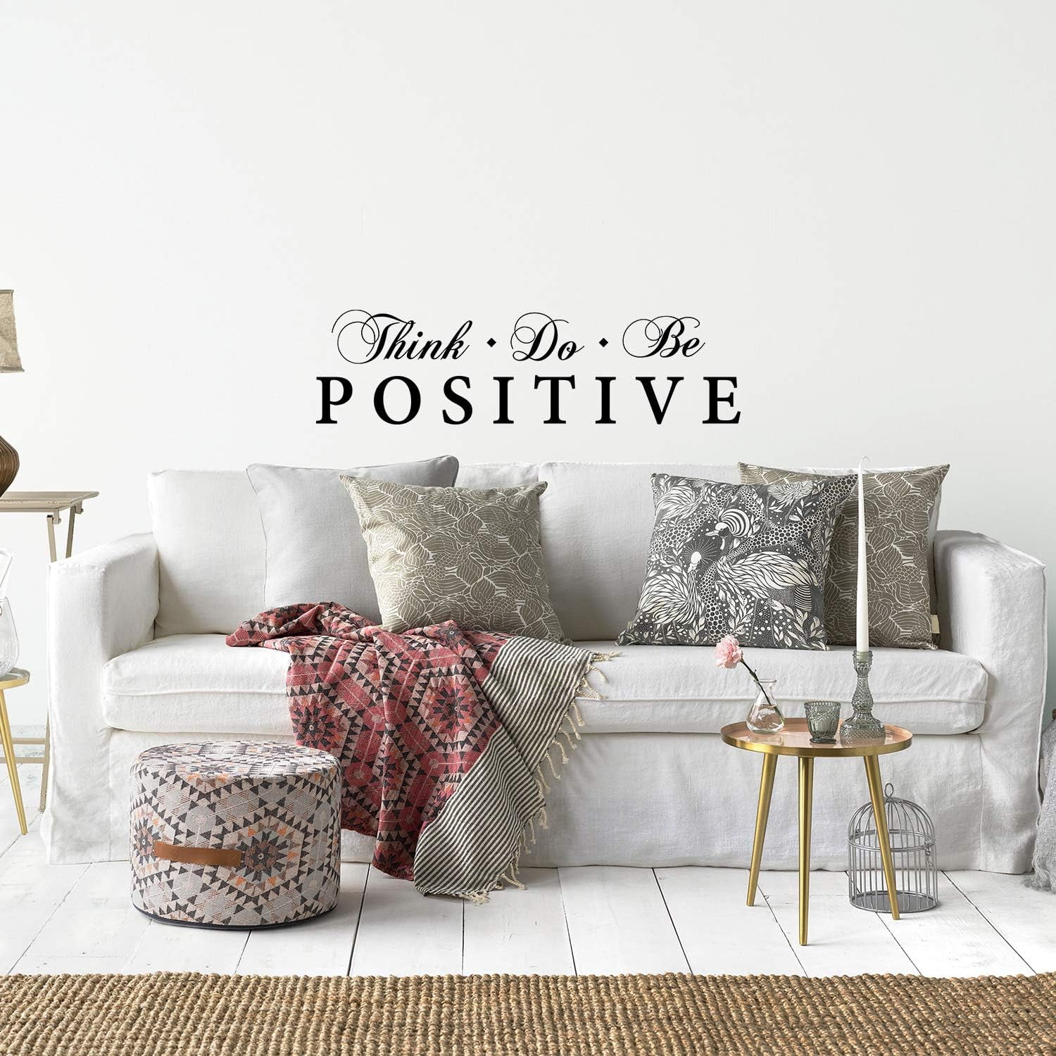 QTH Think Do Be Positive Wall Sticker Inspirational Wall Decal Motivational Office Decor Quote Inspired Motivated Wall Art Vinyl Wall Decal School Classroom Words and Saying 36x10in