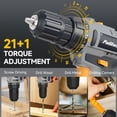 thumbnail image 6 of Pulituo 20V Cordless Drill Driver Kit, Home Tool Set with 20V Lithium-Ion Drill, 119PCS All-Purpose Kit, 21+1 Torque, 2-Speed, DIY & Home Repairs Yellow, 6 of 7