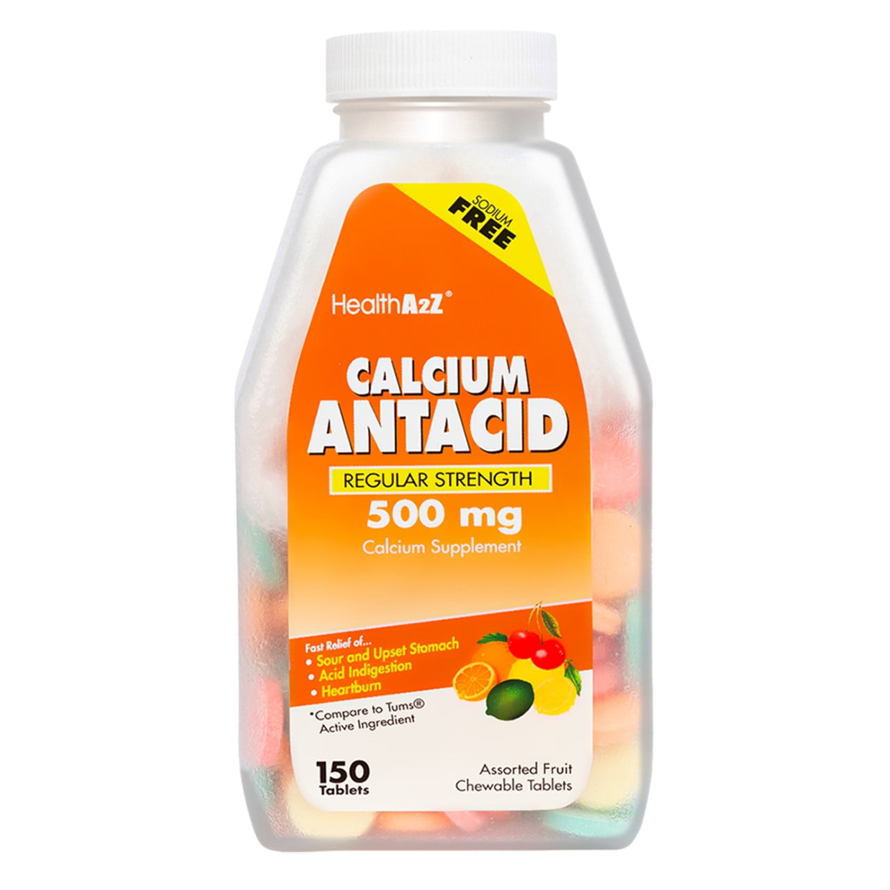HealthA2Z Calcium Antacid 500mg, Regular Strength, 150 Tablets