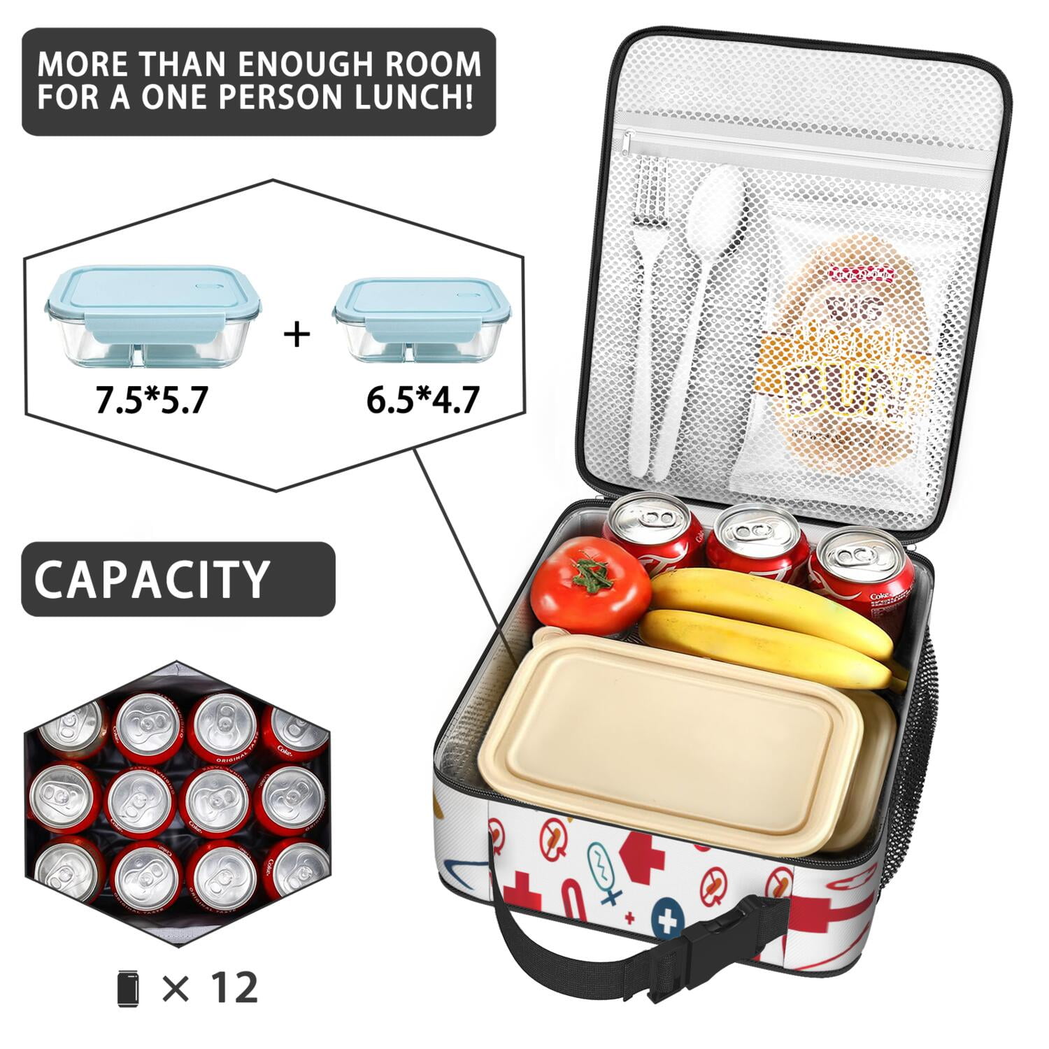 Funny Nurse Gift Lunch Bag – “Nurse Life” Themed Insulated Bento Tote with Cute Medical Design, Waterproof Reusable Cooler for Work, Travel, or Nursing School Essentials